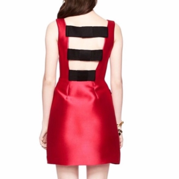 Kate Spade Flirty Back Bow Red Mini Dress size 10 retail for $428 - Picture 3 of 6